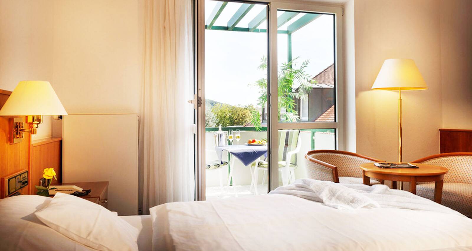 Viel Platz für zwei ermöglichen die Doppelzimmer-Komfort des Ayurveda-Hotels Fontana.